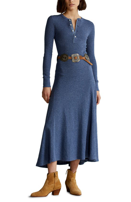 Polo Ralph Lauren Henley Long-sleeve Day Dress In River Blue Heather |  ModeSens